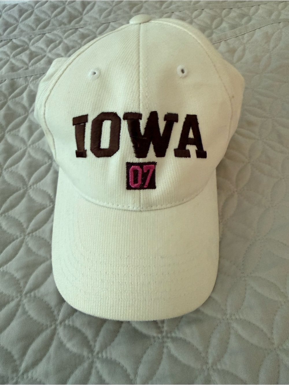 Iowa Embroidered Baseball Cap in Cream